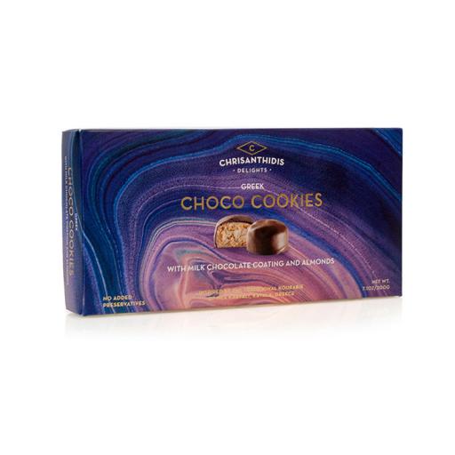 choco-cookies-milk-chocolate-chrisanthidis-delights.91a3351b8b13f21c6d0776f3c5133c2b ΚΟΥΡΑΜΠΙΕΔΑΚΙ ΜΕ ΕΠΙΚΑΛΥΨΗ ΣΟΚΟΛΑΤΑΣ ΓΑΛΑΚΤΟΣ ΚΑΙ ΑΜΥΓΔΑΛΑ 200G - Image 1